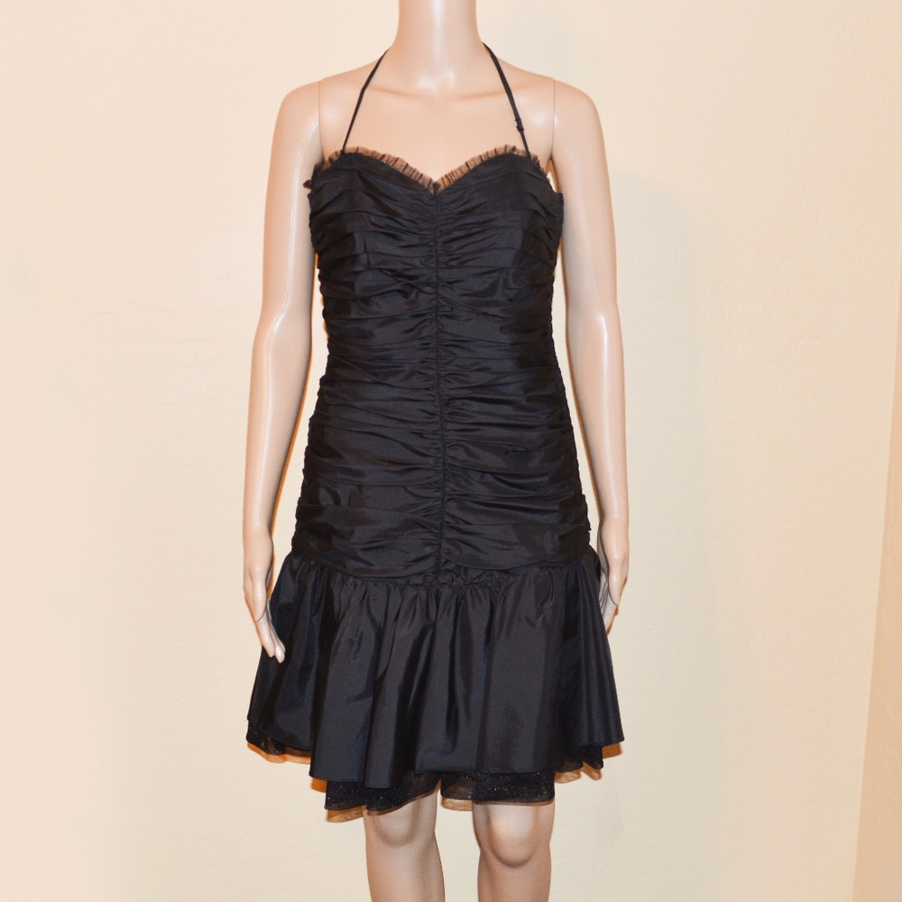 BETSY JOHNSON Evening Ruched Silk Party Dress
